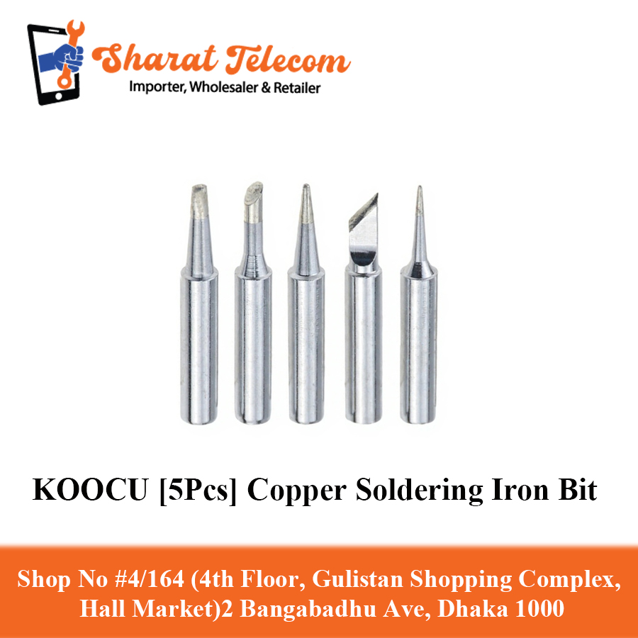KOOCU [5Pcs] Copper Soldering Iron Bit KD 900M (T - I, B, K, 2.4D, 3C) (I+B+K+2.4D+3C) Model Iron TIP / Bit Set Combo